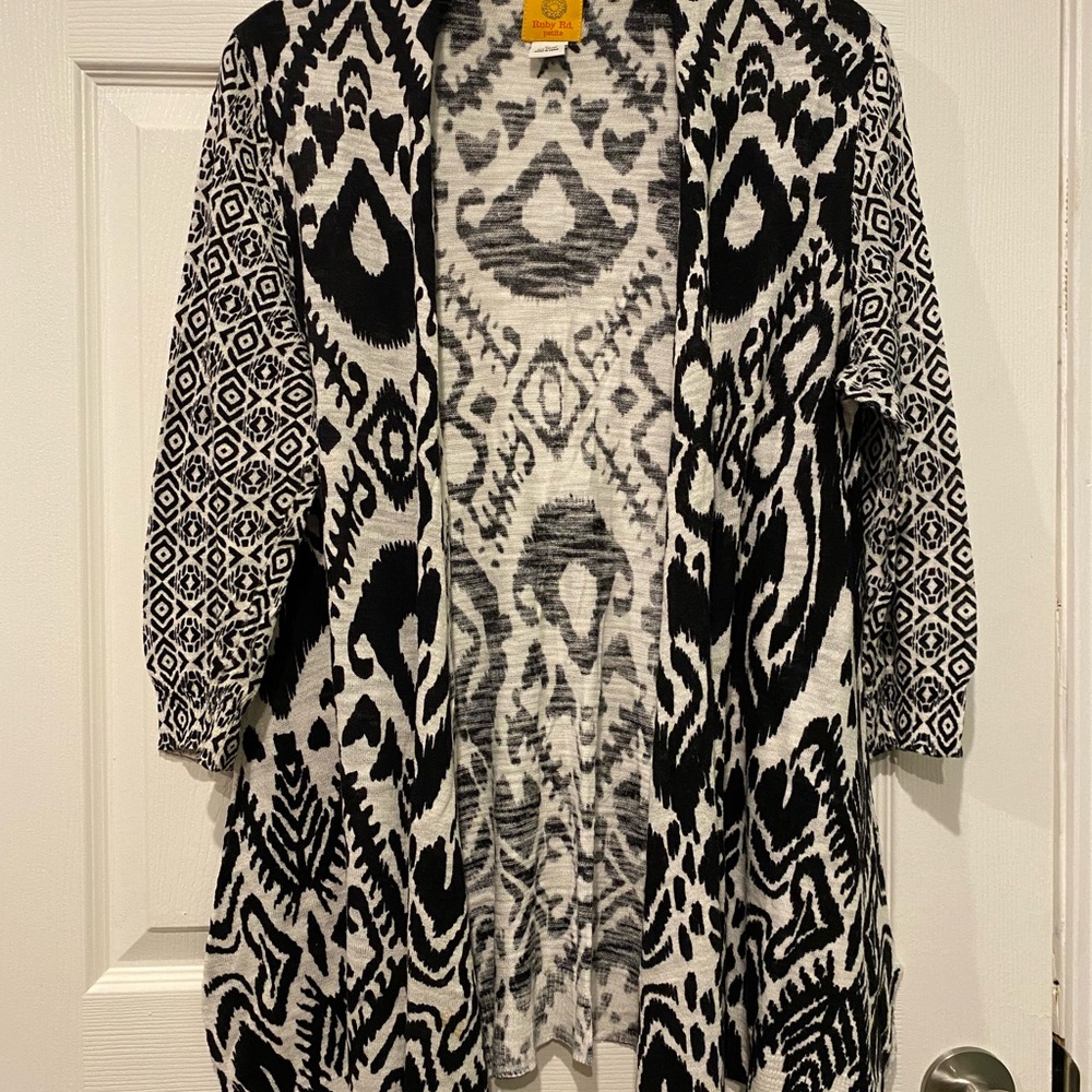 Chico's Black and White Patterned Cardigan